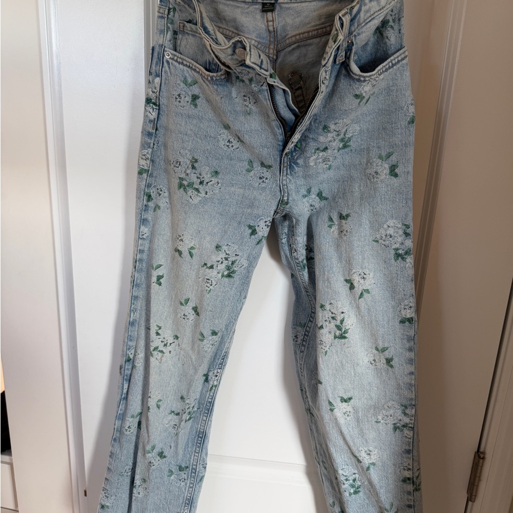Wild Fable Light Blue Floral Straight Leg Jeans